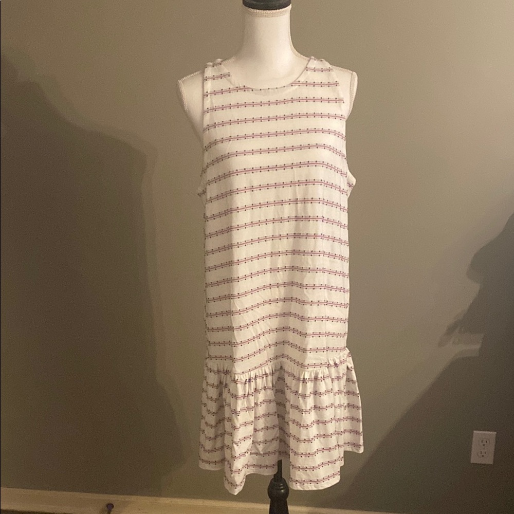 LOFT NWT Sleeveless White and Purple Striped Dress